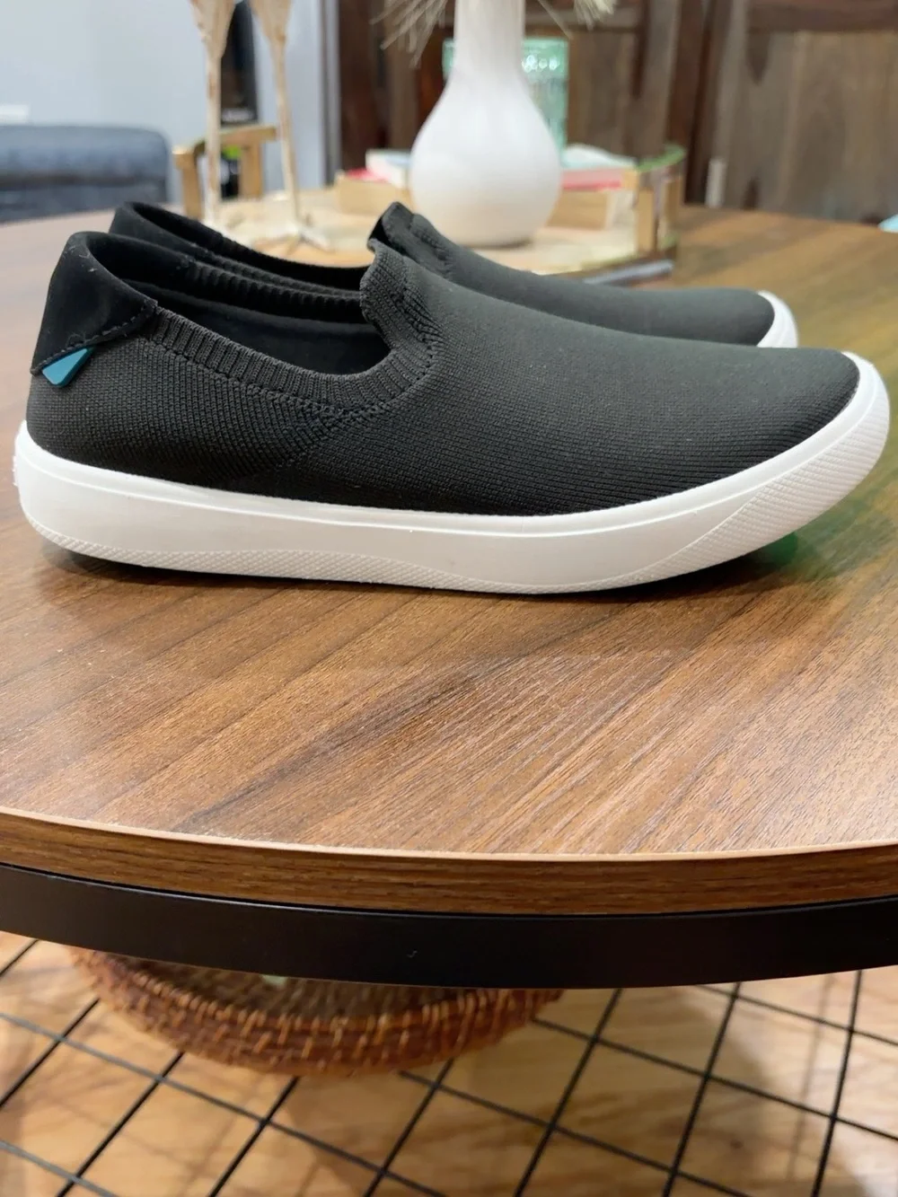“Vessi Men’s Black Slip-On Knit Sneakers – Lightweight Casual Shoes